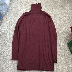 Burgundy Turtleneck Tunic Sweater - L TALL